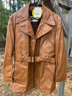 VTG NOS Schott Brown Leather Lined Car Coat Jacket Blanket Men’s RARE 44